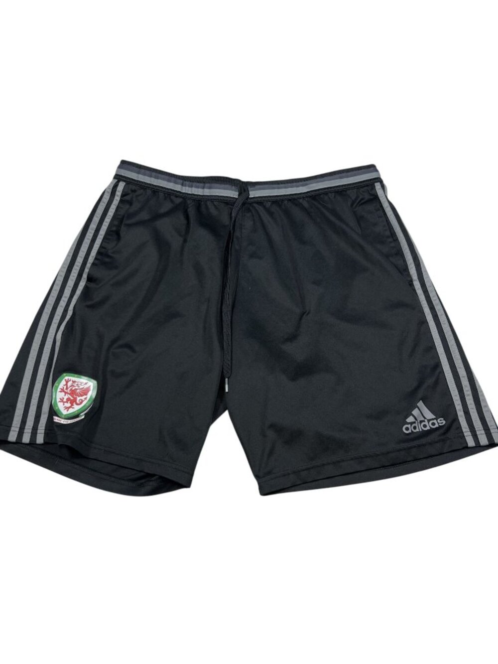Adidas Mens Black Wale FC Athletic Soccer Shorts Striped Size XL Drawstrings